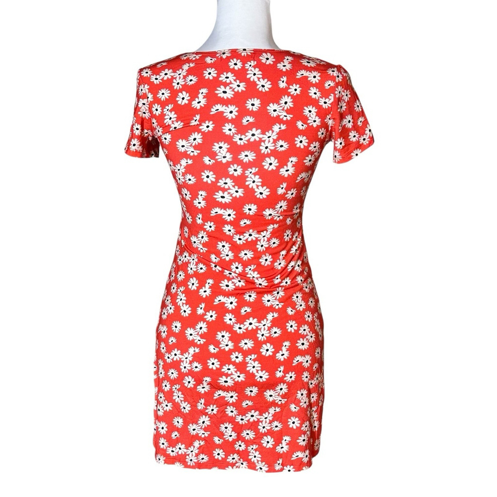 Reformation NEW Inga Red Daisy Floral Print Jersey Knit Mini Dress XS - Picture 5 of 7